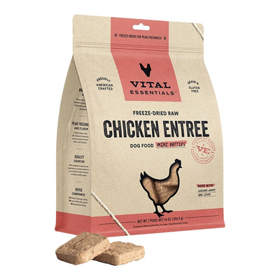 Vital Essentials Chicken Mini Patties Entree Freeze-Dried Raw Dog Food, 14-oz bag