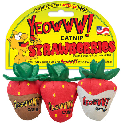 Yeowww! Strawberries Catnip Cat Toys – 3 Pack