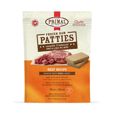 Primal - Dog Frozen Patties Beef Recipe 6lb Bag