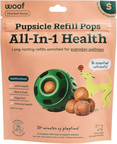 Woof Pupsicle Pops Refills All-in-1 Health Beef, Small, 6-oz bag, 10 count