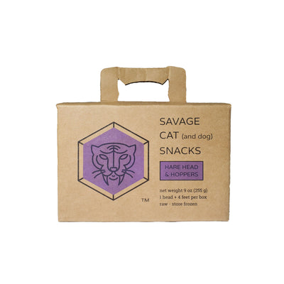 Savage Cat Dog & Cat Frozen Hare Head & Hoppers- 9oz