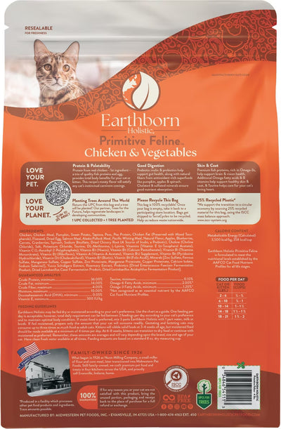 Earthborn Holistic Primitive Feline Chicken & Vegetables Grain-Free Dry Cat Food, 12.5-lb