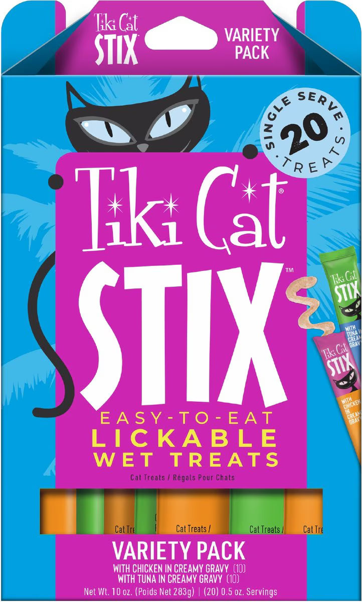 Tiki Cat Stix Variety Pack Grain-Free Lickable Cat Treats, 0.5-oz pouch, pack of 20